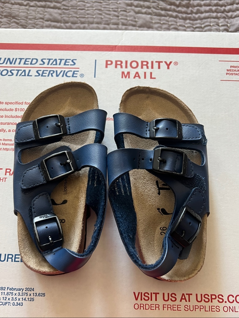 Tula Birkenstock Milano Style  Blue Leather Cork Buckle Sandal Size EU26 Youth 8
